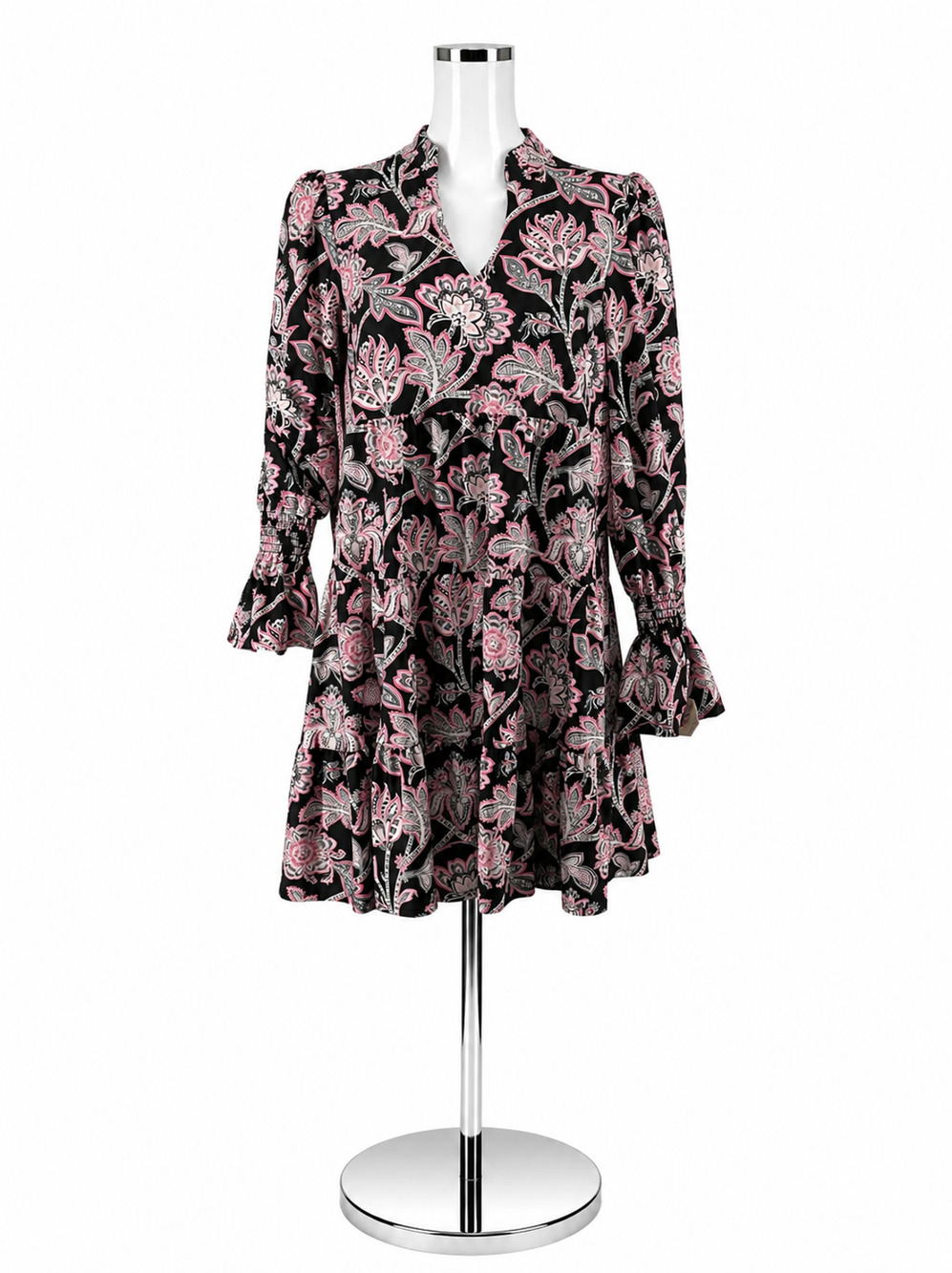 Jude Connally Trixie Dress Size Small Black Pink Persian Paisley Tiered